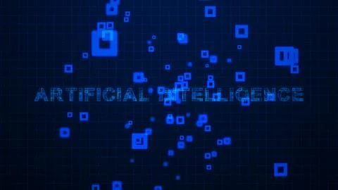 Artificial intelligence Texts Circuit Lines Animation on Grid Background イラスト素材