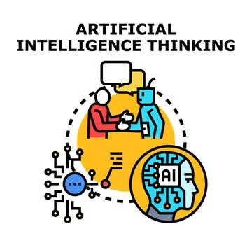 Artificial intelligence thinking process concept illustration Stock Illustration