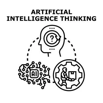 Artificial intelligence thinking process driving innovation and automation Stock Illustration