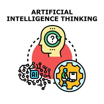 Artificial intelligence thinking process driving innovation and automation Stock Illustration