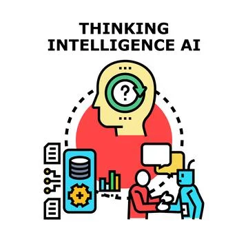 Artificial intelligence thinking process in human mind concept 스톡 일러스트