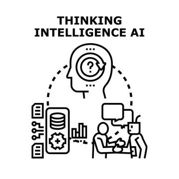 Artificial intelligence thinking process in human mind concept 스톡 일러스트