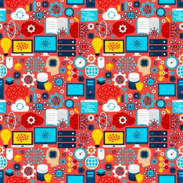 Artificial Intelligence Tile Pattern Stock Illustration