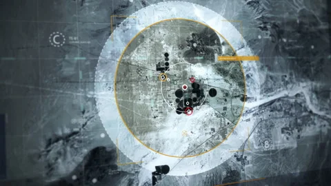 Artificial Intelligence Tracking Location By Connection To Satellite Radar Stock Footage 276316497