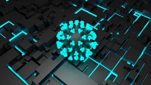 Artificial intelligence tracks coronavirus spread, Technology and AI algorithms Иллюстрация