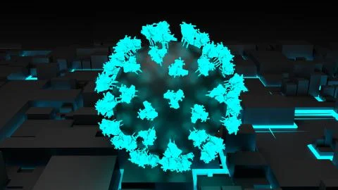 Artificial intelligence tracks coronavirus spread, Technology and AI algorithms Stock Illustration