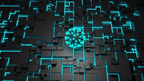 Artificial intelligence tracks coronavirus spread, Technology and AI algorithms Illustrazione stock