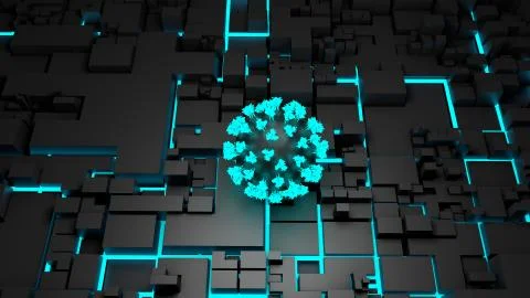 Artificial intelligence tracks coronavirus spread, Technology and AI algorithms Stock Illustration