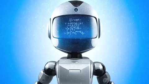 Artificial intelligence. Training. Calculations. Mathematics. Blue background. Stock Footage 233355478