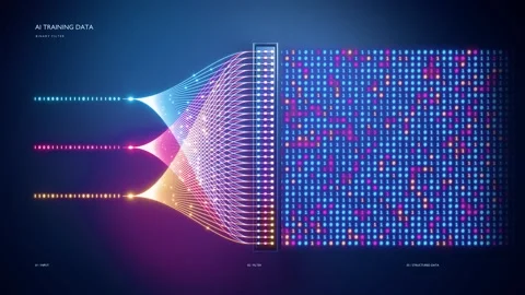 Artificial Intelligence Training Data Binary Code Processing Neural Network Video stock 347251081