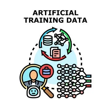 Artificial intelligence training data processing concept Illustrazione stock