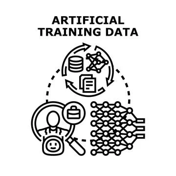 Artificial intelligence training data processing concept Stock Illustration