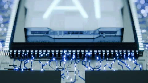 Artificial intelligence training. Installation of a neurochip. Stock Footage 256597463
