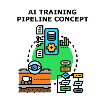 Artificial intelligence training pipeline processing data concept 스톡 일러스트