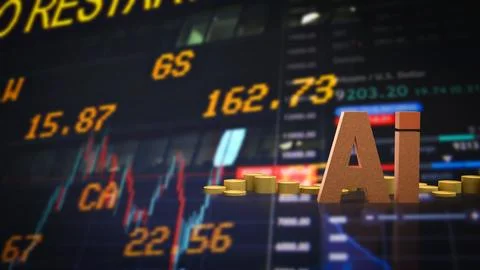 Artificial Intelligence Transforming Global Financial Markets 3d render.. Stock Illustration