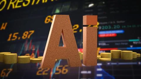 Artificial Intelligence Transforming Global Financial Markets 3d render.. Stock Illustration