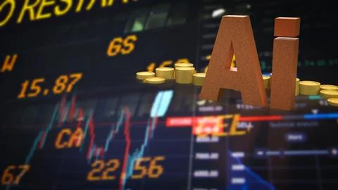 Artificial Intelligence Transforming Global Financial Markets 3d render.. Stock Illustration