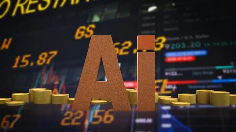 Artificial Intelligence Transforming Global Financial Markets 3d render.. Stock Illustration