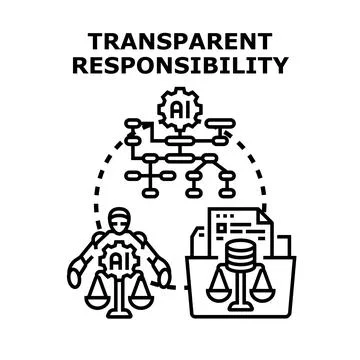 Artificial intelligence transparency and ethical responsibility in decisions Stockillustratie