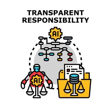Artificial intelligence transparency and ethical responsibility in decisions Stock Illustration