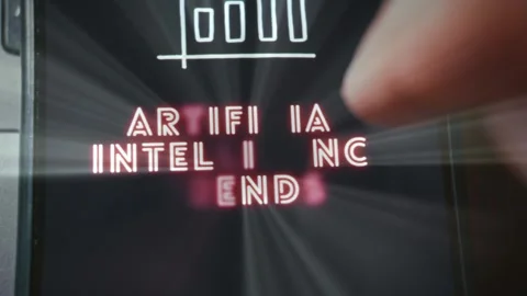 Artificial Intelligence Trends themed graphic presentation generated on Video stock 289094502