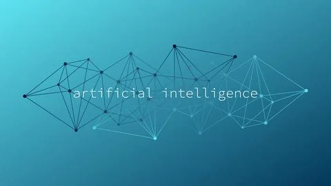 Artificial intelligence. Triangle blue gradient network pattern Stock Illustration