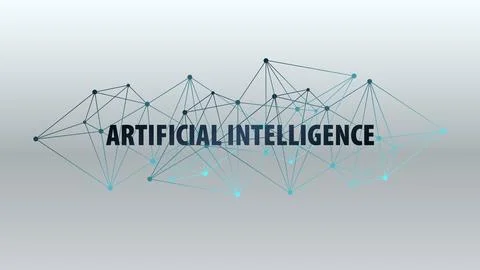 Artificial intelligence. Triangle blue gradient network pattern. イラスト素材