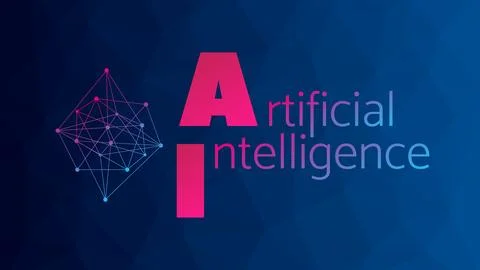 Artificial Intelligence. Triangle blue gradient background. Network pattern イラスト素材