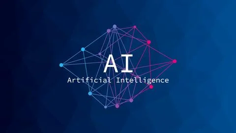 Artificial Intelligence. Triangle gradient background. Network pattern イラスト素材