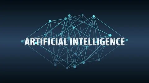 Artificial intelligence. Triangle network pattern. Deep learning Illustrazione stock