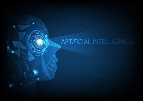 Artificial intelligence, triangles grid and circuit network abstract background Stock Illustration