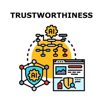 Artificial intelligence trustworthiness concept managing secure data Stock Illustration