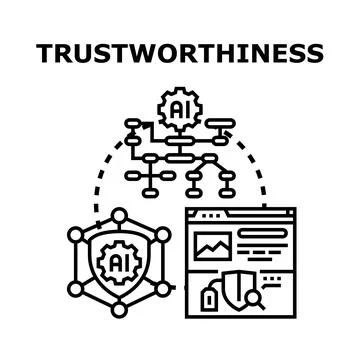 Artificial intelligence trustworthiness concept managing secure data Stock Illustration