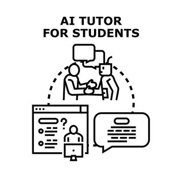 Artificial intelligence tutor helping students learning online Illustrazione stock