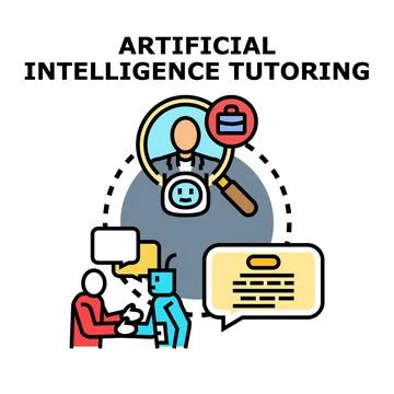 Artificial intelligence tutoring concept development Stock Illustration