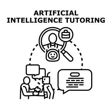 Artificial intelligence tutoring concept development Stock Illustration