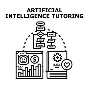 Artificial intelligence tutoring system concept learning education Stock Illustration