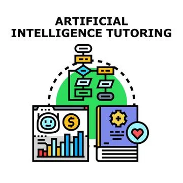 Artificial intelligence tutoring system concept learning education Stock Illustration