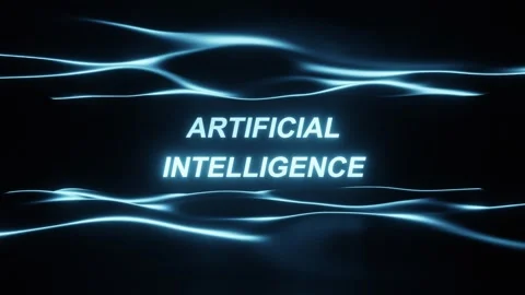 Artificial Intelligence Typography With Abstract Light Refraction. 4K Stock Footage 325093909