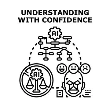 Artificial intelligence understanding process with confidence concept Stock Illustration