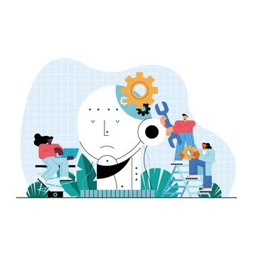 Artificial intelligence users characters 스톡 일러스트