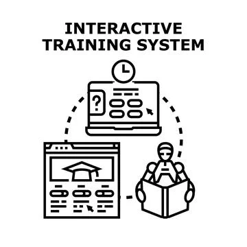 Artificial intelligence using interactive training system for e learning 库存插图