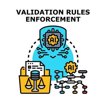 Artificial intelligence validating compliance rules enforcement process Stock Illustration