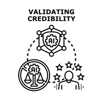 Artificial intelligence validating credibility and reliable trust Stock Illustration