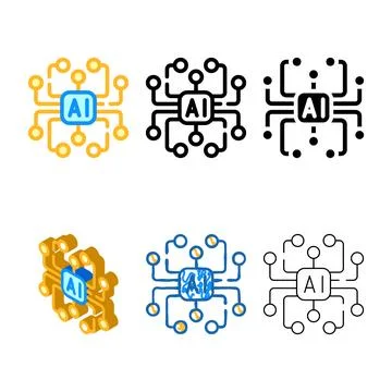 Artificial intelligence variety ai scheme color icon vector Stock Illustration