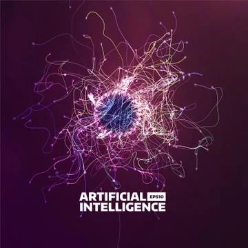Artificial intelligence vector background. Turbulence flow trail. Futuristic  Stock Illustration