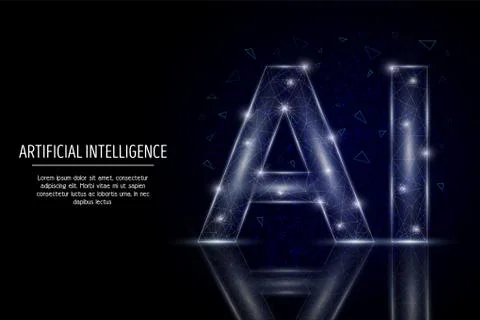 Artificial intelligence vector geometric polygonal art style design Stock Illustration