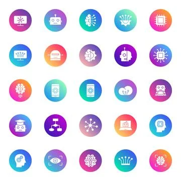 Artificial intelligence vector icons Stock Illustration