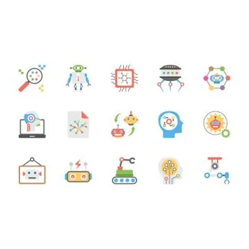 Artificial Intelligence Vector Icons Set Illustrazione stock