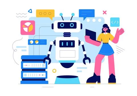 Artificial Intelligence Vector Illustration featuring a Digital Brain, Tech.. Stock Illustration